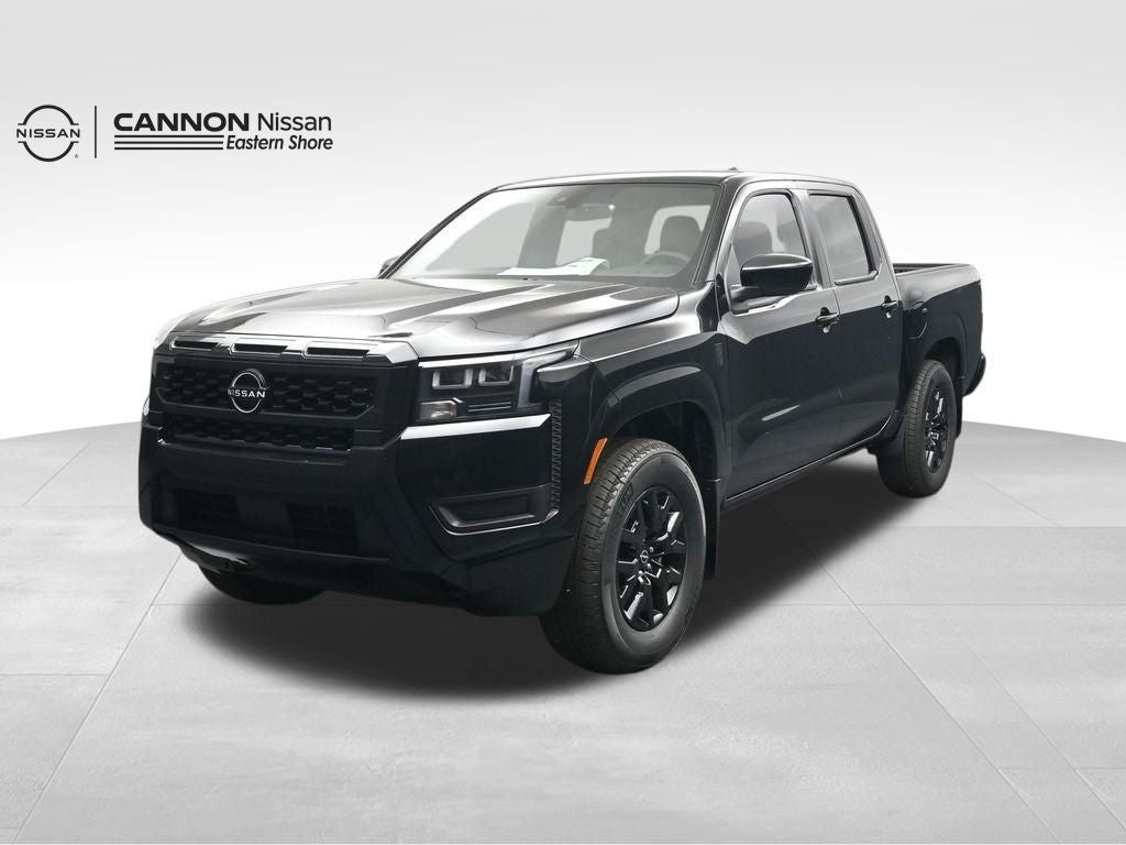 2026 Nissan Frontier SV in Super Black — front three-quarter view