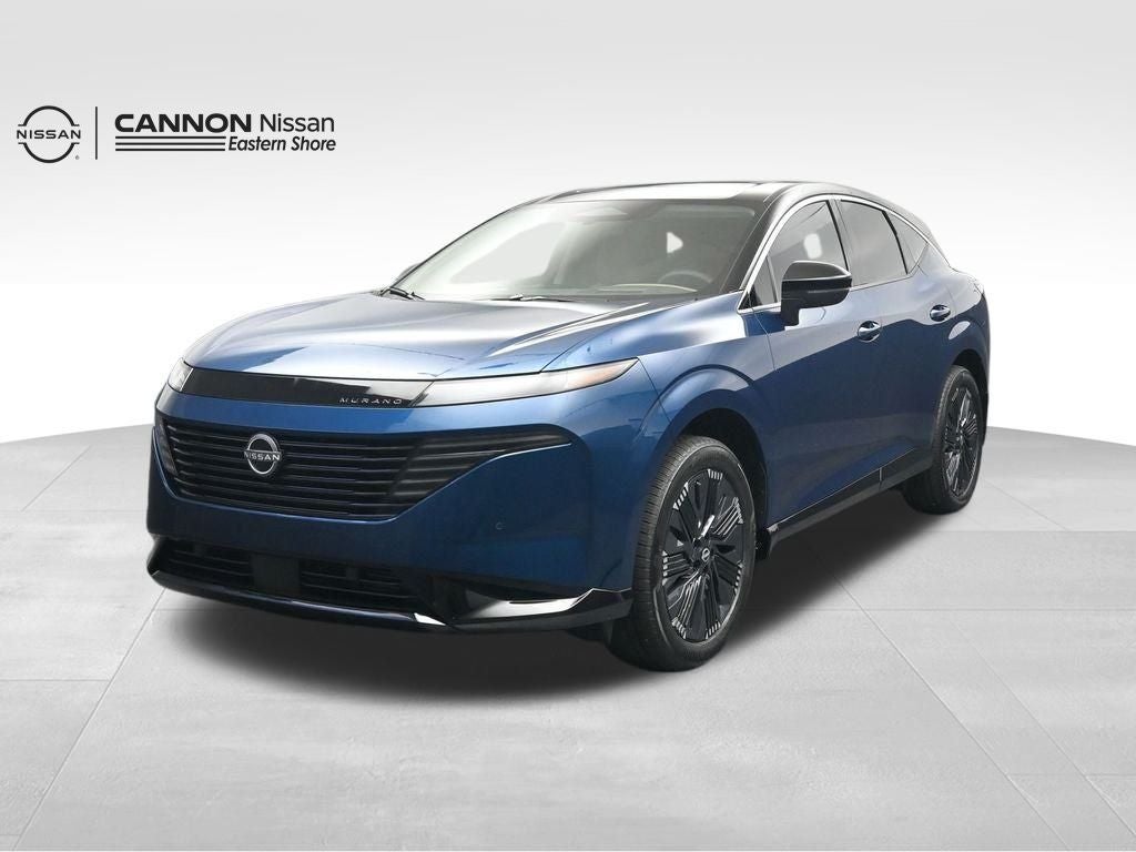 2026 Nissan Murano Platinum in Aurora Blue/Super Black — front three-quarter view