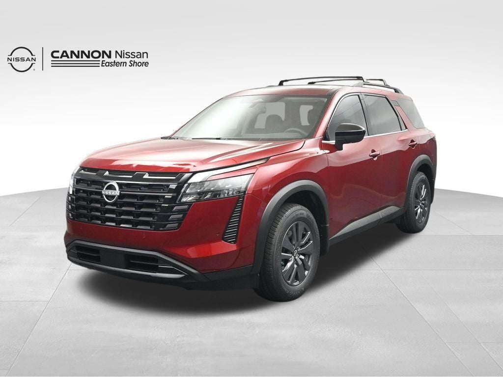 2026 Nissan Pathfinder SV in Scarlet Ember Tintcoat — front three-quarter view