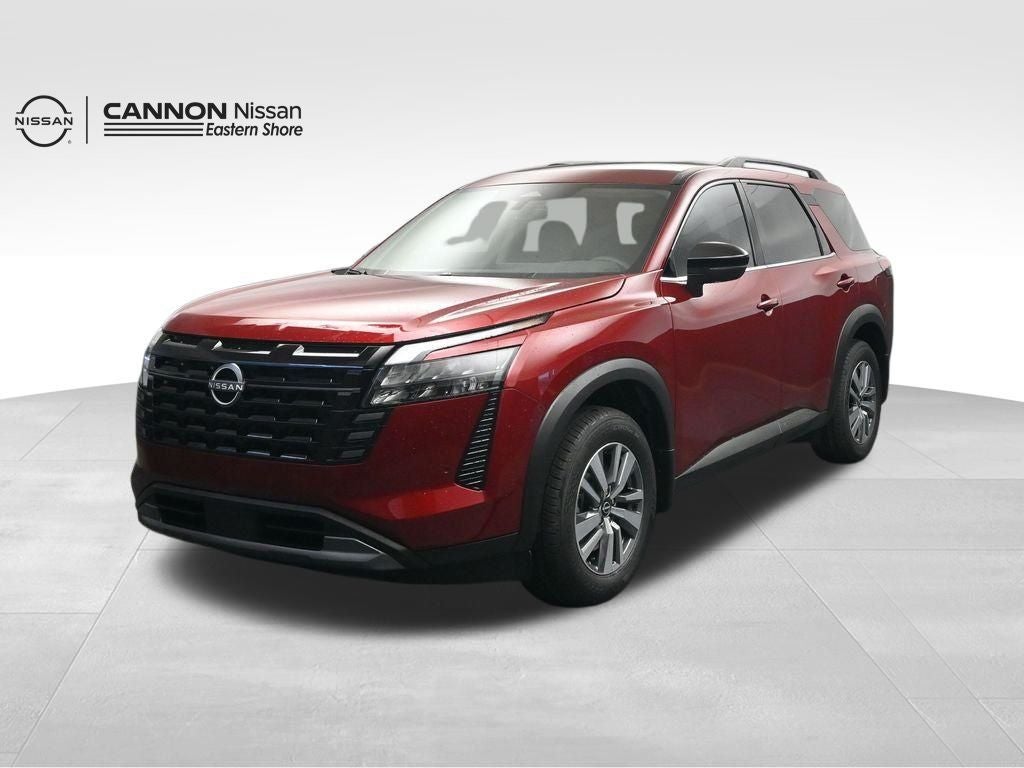 2026 Nissan Pathfinder SL in Scarlet Ember Tintcoat — front three-quarter view
